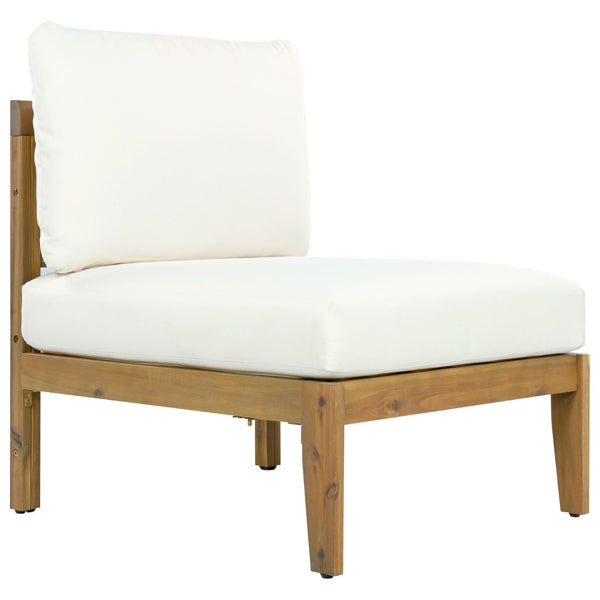English Elm Outdoor Solid Acacia Wood Modular Sectional Sofa Set with Water-Repellent Cushions N757S538539B