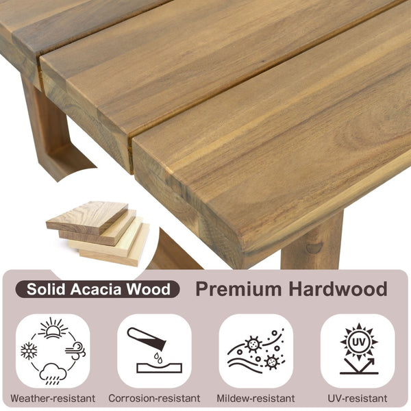 English Elm Outdoor Solid Acacia Wood Modular Sectional Sofa Set with Water-Repellent Cushions N757S538539B