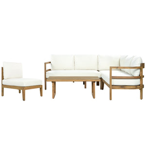 English Elm Outdoor Solid Acacia Wood Modular Sectional Sofa Set with Water-Repellent Cushions N757S538539B