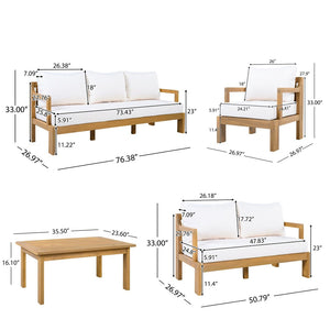English Elm Outdoor Acacia Wood Modular Sectional Set with Deep Foam Cushions for Patio Lounging N757S588747N