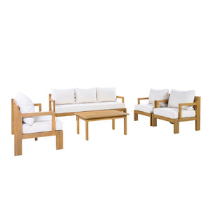 English Elm Outdoor Acacia Wood Modular Sectional Set with Deep Foam Cushions for Patio Lounging N757S588747N