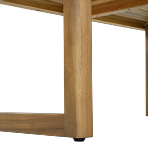 English Elm Outdoor Solid Acacia Wood 6 Seat Modular Sectional Set with Coffee Table N757S638551B