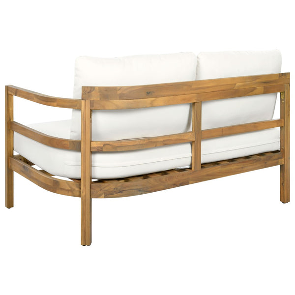 English Elm Outdoor Solid Acacia Wood 7 Seat Sectional Patio Sofa Set with Thick Cushions N757S738551B