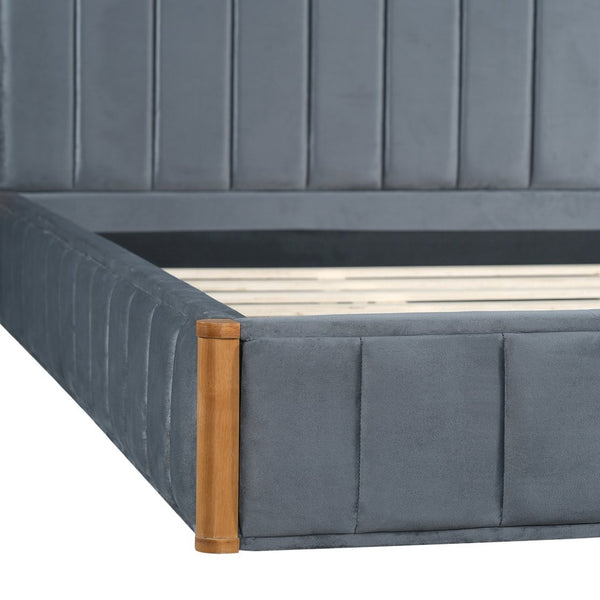 English Elm King Velvet Platform Bed Wingback Tufted Headboard with Built-in Usb Charging Ports N758K556768N