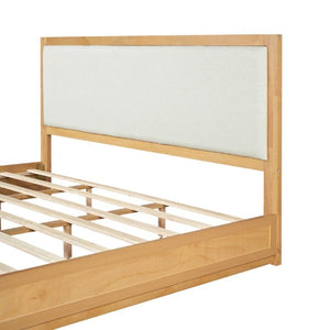 English Elm King Platform Bed Solid Rubberwood Low Profile Upholstered Headboard Modern Farmhouse N758K559495N