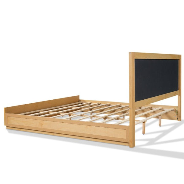 English Elm King Platform Bed Solid Rubberwood Low Profile Upholstered Headboard Modern Farmhouse N758K559495N