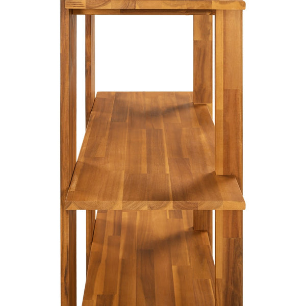 English Elm 4-tier Solid Acacia Wood Tall Open Bookshelf for Living Room or Home Office Display Teak N758P386640T