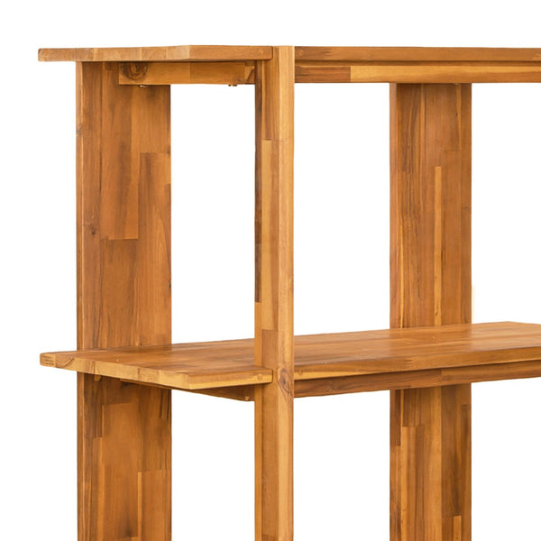 English Elm 4-tier Solid Acacia Wood Tall Open Bookshelf for Living Room or Home Office Display Teak N758P386640T