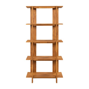 English Elm 4-tier Solid Acacia Wood Tall Open Bookshelf for Living Room or Home Office Display Teak N758P386640T