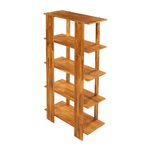 English Elm 4-tier Solid Acacia Wood Tall Open Bookshelf for Living Room or Home Office Display Teak N758P386640T