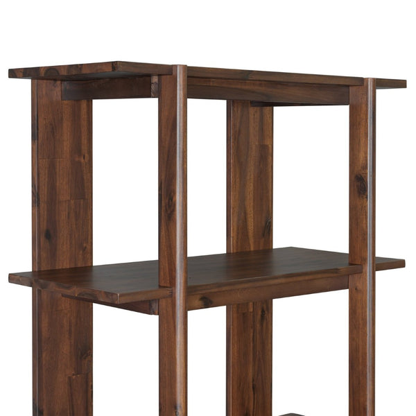 English Elm 4-tier Solid Acacia Wood Tall Open Bookshelf for Living Room or Home Office Display Walnut N758P386640W