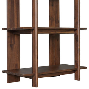 English Elm 4-tier Solid Acacia Wood Tall Open Bookshelf for Living Room or Home Office Display Walnut N758P386640W