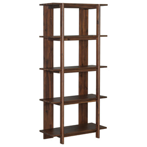 English Elm 4-tier Solid Acacia Wood Tall Open Bookshelf for Living Room or Home Office Display Walnut N758P386640W