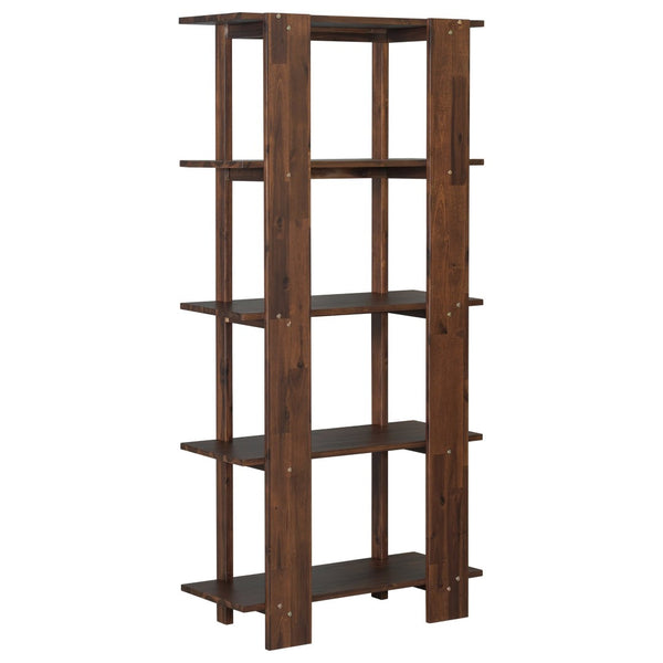 English Elm 4-tier Solid Acacia Wood Tall Open Bookshelf for Living Room or Home Office Display Walnut N758P386640W