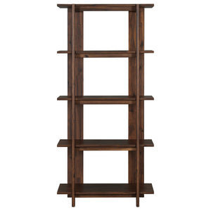 English Elm 4-tier Solid Acacia Wood Tall Open Bookshelf for Living Room or Home Office Display Walnut N758P386640W