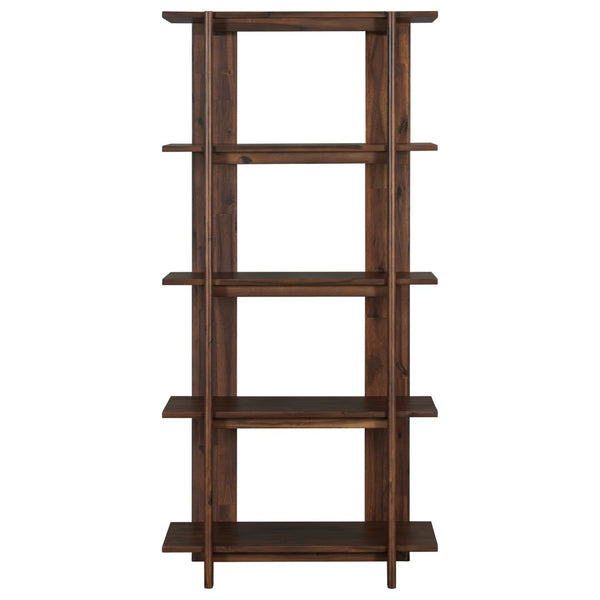 English Elm 4-tier Solid Acacia Wood Tall Open Bookshelf for Living Room or Home Office Display Walnut N758P386640W