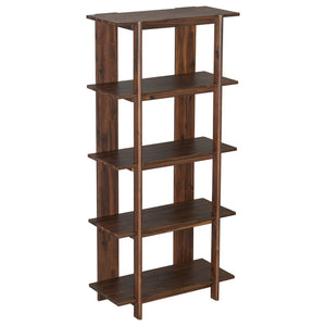 English Elm 4-tier Solid Acacia Wood Tall Open Bookshelf for Living Room or Home Office Display Walnut N758P386640W