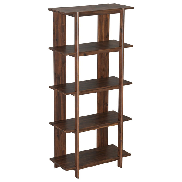 English Elm 4-tier Solid Acacia Wood Tall Open Bookshelf for Living Room or Home Office Display Walnut N758P386640W