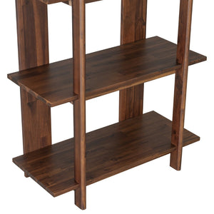 English Elm 4-tier Solid Acacia Wood Tall Open Bookshelf for Living Room or Home Office Display Walnut N758P386640W