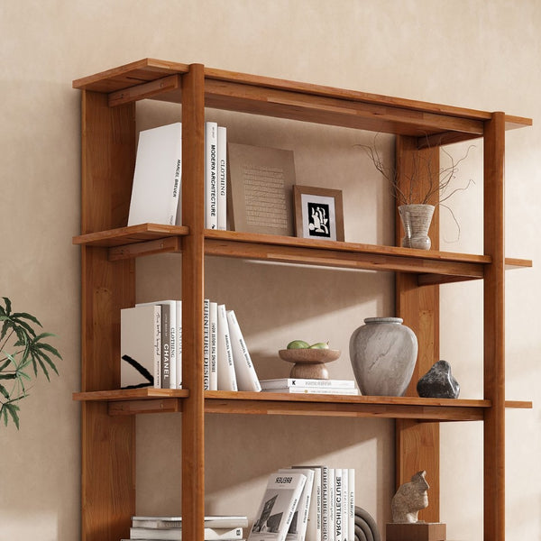 English Elm Big Solid Acacia Four Tier Bookcase with Teak Finish for Living Room or Home Office N758P386644T