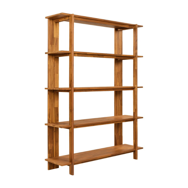 English Elm Big Solid Acacia Four Tier Bookcase with Teak Finish for Living Room or Home Office N758P386644T