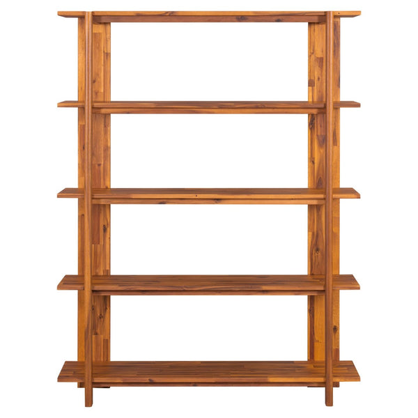 English Elm Big Solid Acacia Four Tier Bookcase with Teak Finish for Living Room or Home Office N758P386644T