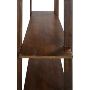 English Elm Big Solid Acacia Four Tier Open Bookshelf Walnut Finish Tall Living Room Storage N758P386644W