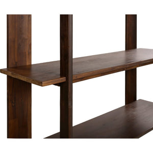 English Elm Big Solid Acacia Four Tier Open Bookshelf Walnut Finish Tall Living Room Storage N758P386644W