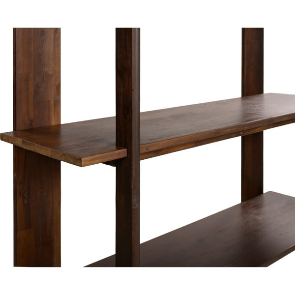 English Elm Big Solid Acacia Four Tier Open Bookshelf Walnut Finish Tall Living Room Storage N758P386644W