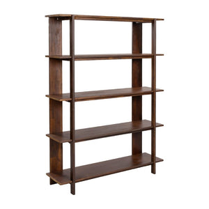 English Elm Big Solid Acacia Four Tier Open Bookshelf Walnut Finish Tall Living Room Storage N758P386644W