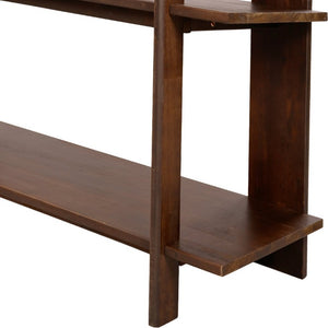 English Elm Big Solid Acacia Four Tier Open Bookshelf Walnut Finish Tall Living Room Storage N758P386644W