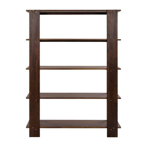 English Elm Big Solid Acacia Four Tier Open Bookshelf Walnut Finish Tall Living Room Storage N758P386644W