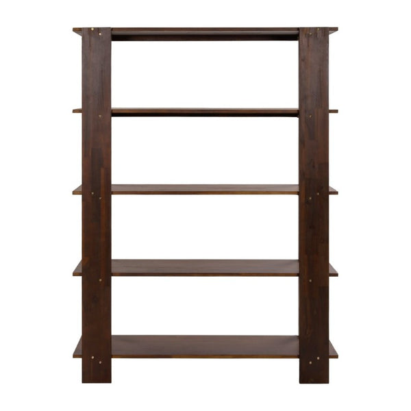 English Elm Big Solid Acacia Four Tier Open Bookshelf Walnut Finish Tall Living Room Storage N758P386644W