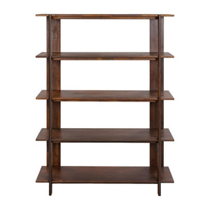 English Elm Big Solid Acacia Four Tier Open Bookshelf Walnut Finish Tall Living Room Storage N758P386644W