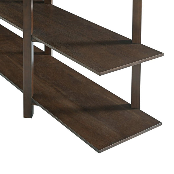 English Elm Walnut Acacia Six Tier Open Bookshelf Mid-Century Grid Display Unit for Living Room N758P412462W