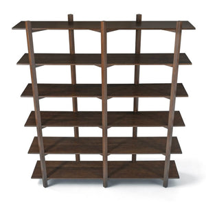 English Elm Walnut Acacia Six Tier Open Bookshelf Mid-Century Grid Display Unit for Living Room N758P412462W
