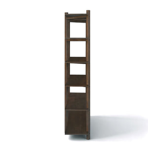 English Elm Walnut Acacia Six Tier Open Bookshelf Mid-Century Grid Display Unit for Living Room N758P412462W