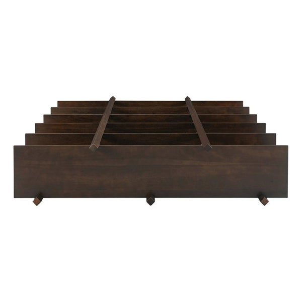 English Elm Walnut Acacia Six Tier Open Bookshelf Mid-Century Grid Display Unit for Living Room N758P412462W