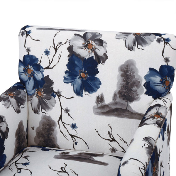 English Elm Harrison Floral Polyester Tufted Club Chair with Nailhead Trim and Rubberwood Legs N758P438152P