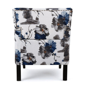 English Elm Harrison Floral Polyester Tufted Club Chair with Nailhead Trim and Rubberwood Legs N758P438152P
