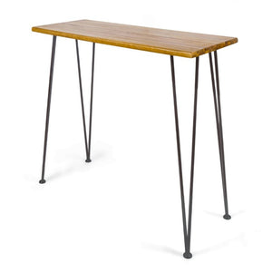 English Elm Denali Acacia Wood Outdoor Bar Table with Hairpin Iron Legs Teak Finish Patio N758P452732N