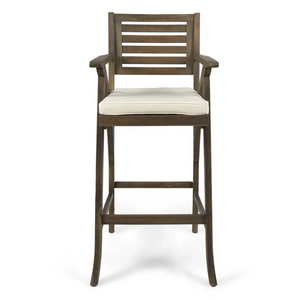 English Elm Hermosa Solid Acacia Ladder Back Outdoor Barstool Set of Two with Cushioned Seat N758P473736G