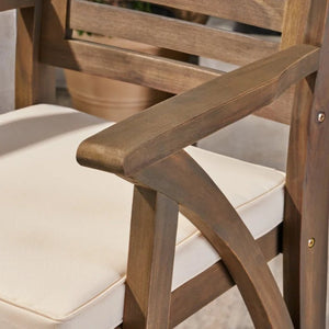English Elm Hermosa Solid Acacia Ladder Back Outdoor Barstool Set of Two with Cushioned Seat N758P473736G