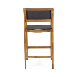 English Elm Fairfax Acacia Wood Outdoor Bar Stools with Woven Rattan Seats Set of Two N758P473804T