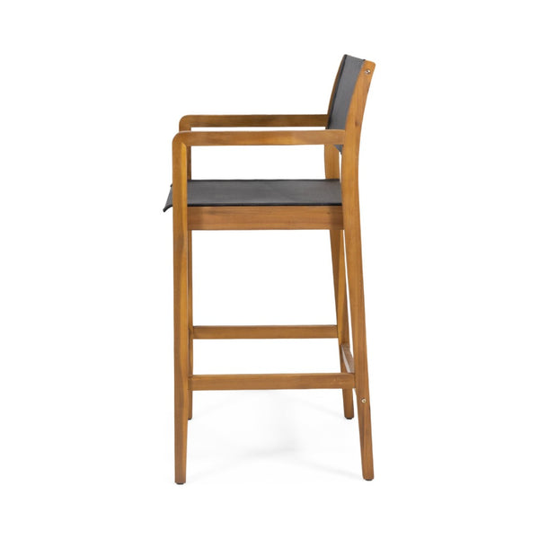 English Elm Fairfax Acacia Wood Outdoor Bar Stools with Woven Rattan Seats Set of Two N758P473804T