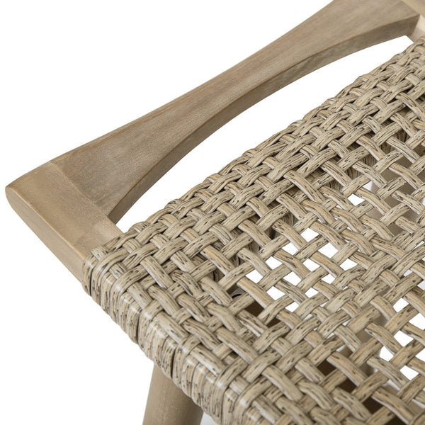 English Elm Jace Outdoor Barstool Set Acacia Wood Faux Rattan Woven Seat Patio Bar Dining N758P473908T