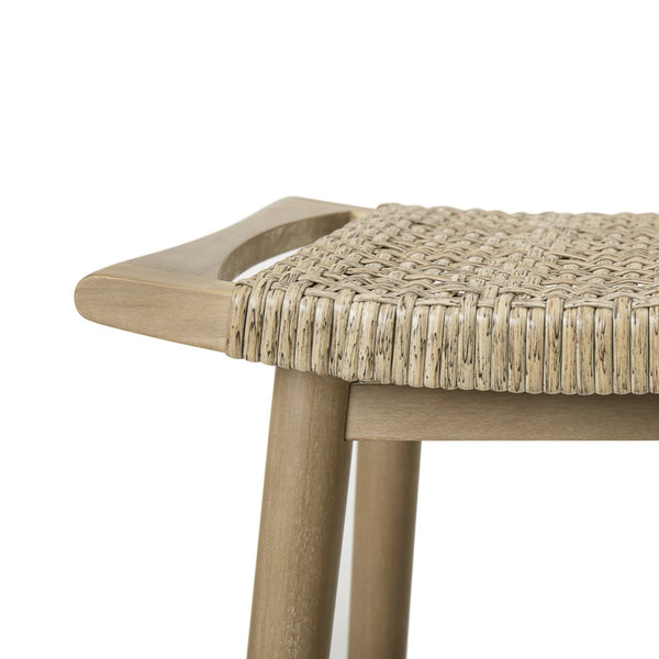 English Elm Jace Outdoor Barstool Set Acacia Wood Faux Rattan Woven Seat Patio Bar Dining N758P473908T