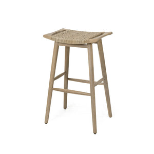 English Elm Jace Outdoor Barstool Set Acacia Wood Faux Rattan Woven Seat Patio Bar Dining N758P473908T
