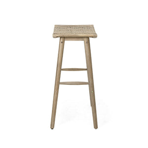 English Elm Jace Outdoor Barstool Set Acacia Wood Faux Rattan Woven Seat Patio Bar Dining N758P473908T