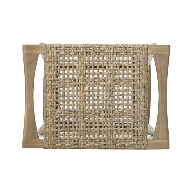 English Elm Jace Outdoor Barstool Set Acacia Wood Faux Rattan Woven Seat Patio Bar Dining N758P473908T